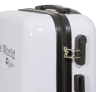 Kofferset 3tlg Reisekoffer Polycarbonat Hartschale Fly the world weiß