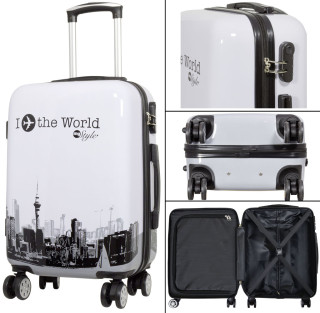 Kofferset 3tlg Reisekoffer Polycarbonat Hartschale Fly the world weiß