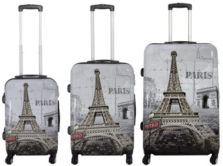Kofferset 3 tlg. Trolleyset Reisekoffer Hartschale PARIS II
