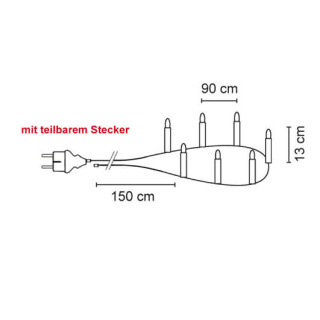 Rotpfeil LED-Weihnachtskette Länge 12,60 m, 15 x E14/3V/0,1W