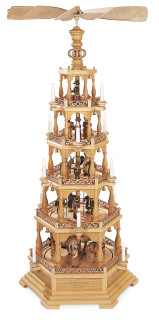 Pyramide Heilige Geschichte 5-Stöckig Elektr. Beleuchtet U. Angetrieben (230V 50hz), 66x57x142cm
