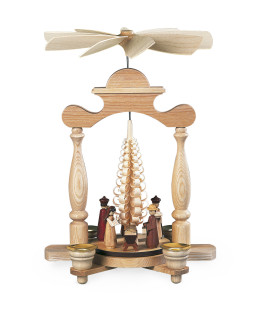 Pyramide Christi Geburt Spanbaum 1-Stöckig, Natur, 22x15x32cm