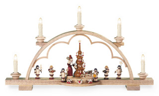 Schwibbogen Bescherung Elektr. Beleuchtet, Natur (230V 50hz), 57x11x32cm