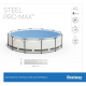 Bestway Steel Pro MAX Frame Pool-Set mit Filterpumpe Ø 305 x 76 cm, lichtgrau, rund