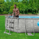 Bestway Steel Pro MAX™ Splashview™ Frame Pool Komplett-Set mit Filterpumpe 427 x 250 x 100 cm, Steinwand-Optik, oval