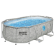 Bestway Steel Pro MAX™ Splashview™ Frame Pool Komplett-Set mit Filterpumpe 427 x 250 x 100 cm, Steinwand-Optik, oval