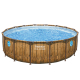 Bestway Steel Pro MAX™ Splashview™ Frame Pool Komplett Set mit Filterpumpe Ø 488 x 122 cm, Holz-Optik (Pinie), rund