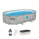 Bestway Steel Pro MAX™ Splashview™ Frame Pool Komplett-Set mit Sandfilteranlage 488 x 305 x 107 cm, Steinwand-Optik, oval