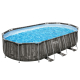 Bestway Steel Pro MAX™ Frame Pool Komplett-Set mit Filterpumpe 610 x 366 x 122 cm , Holz-Optik (Mooreiche), oval