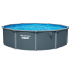 Bestway Hydrium Stahlwandpool Komplett Set mit Sandfilteranlage Ø 549 x 132 cm, Holz Optik (Grau), rund