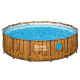 Bestway Steel Pro MAX Splashview Frame Pool Komplett-Set mit Filterpumpe Durchmesser 427 x 107 cm, Holz-Optik (Pinie), rund