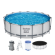 Bestway Steel Pro MAX™ Frame Pool Komplett-Set mit Filterpumpe Ø 457 x 122 cm, lichtgrau, rund