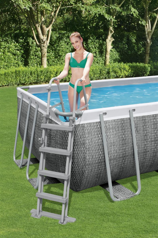 Power Steel™ Frame Pool Komplett-Set, eckig, mit Filterpumpe,  Sicherheitsleiter & Abdeckplane 549 x 274 x 122 cm | Swimmingpools