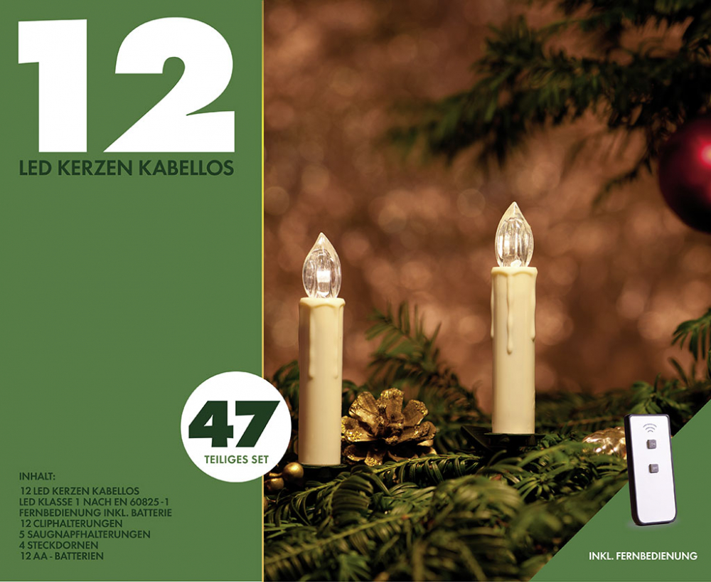 12 tlg.Kerzen-Basis-Set* Weihnachtskerzen Christbaumschmuck kabellos * 