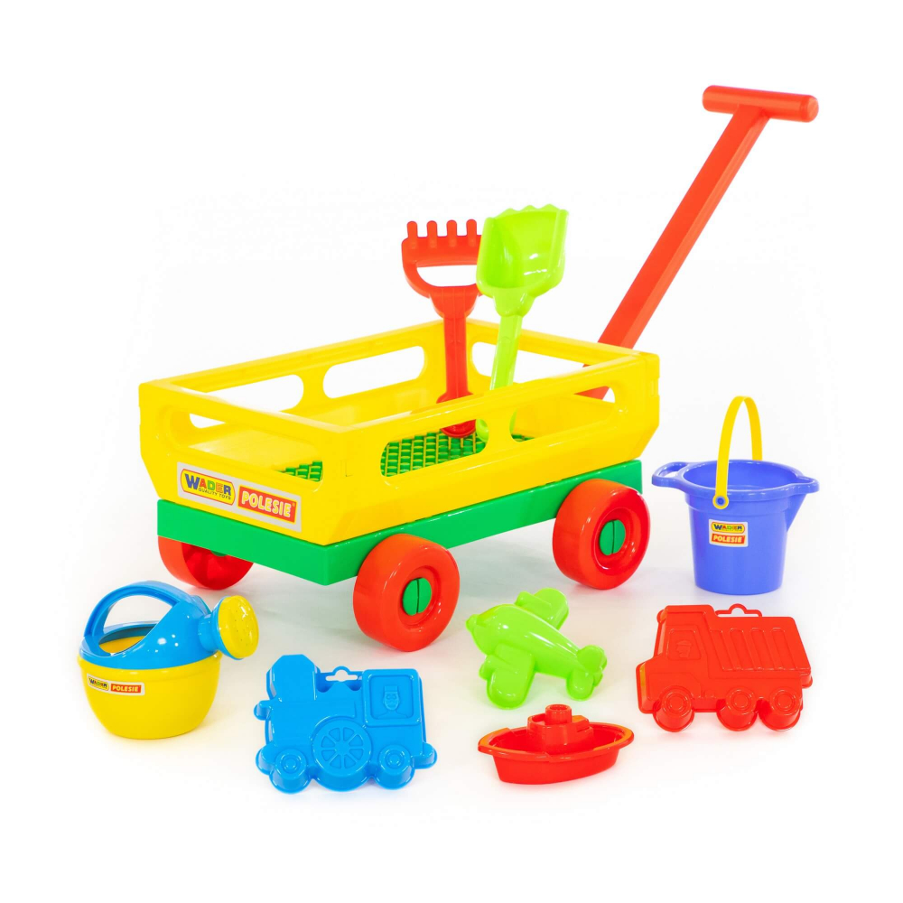 Set Spielzeug WADER Handwagen Bollerwagen mit Eimergarnitur und Gießer 9-tlg 