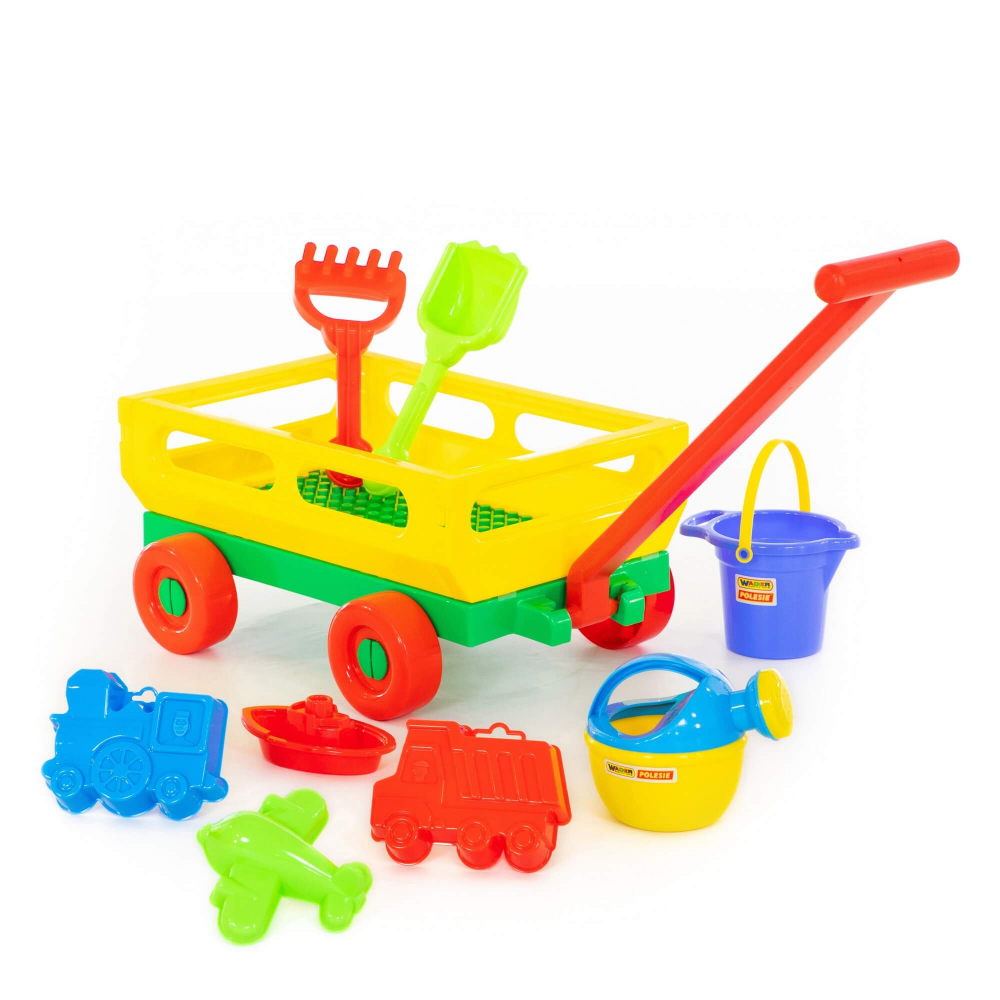 WADER Handwagen Bollerwagen mit Eimergarnitur und Gießer 9-tlg Set Spielzeug 