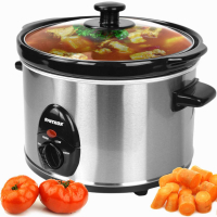 Syntrox 2,5 Liter Edelstahl Slow Cooker mit Warmhaltefunktion