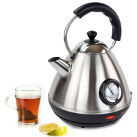 Syntrox 1,7 Liter Edelstahl schnurlos Wasserkocher mit Thermometer 360° cordess