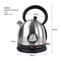 Syntrox 1,8 Liter Edelstahl schnurlos Wasserkocher mit Thermometer 360° cordess