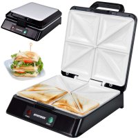 Syntrox Sandwichmaker XXL mit Keramikplatten Thermostat und Edelstahldekor