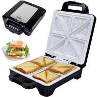 Syntrox Sandwichmaker XLC mit Keramikplatten Thermostat und Edelstahldekor