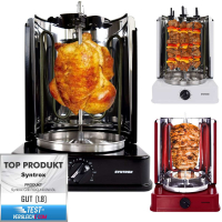 Syntrox Rotisserie Dönergrill mit 6 drehbaren Außenspießen und Timer Schwarz Weiß schwarz