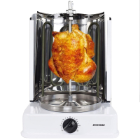 Syntrox Rotisserie Dönergrill mit 6 drehbaren Außenspießen und Timer Schwarz Weiß weiß