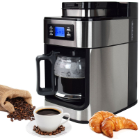 Syntrox Edelstahl Kaffeemaschine Kaffeeautomat mit Mahlwerk und Timer