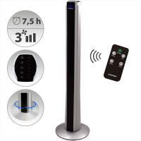 Syntrox Digitaler XXL Turmventilator mit Fernbedienung und Oszillation schwarz silber