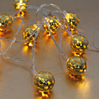 LED-Minilichterkette Metallkugel gold