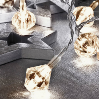 LED-Minilichterkette Diamanten, 10 warmweiße LEDs