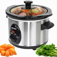 Syntrox 1,5 Liter Edelstahl Slow Cooker mit Warmhaltefunktion