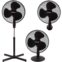Syntrox 3in1 Standventilator Tischventilator Wandventilator mit Oszillation schwarz