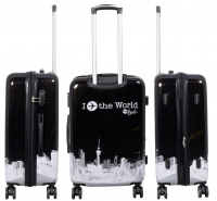 monopol Kofferset 3tlg Reisekoffer Polycarbonat Hartschale Fly the world schwarz