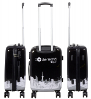 monopol Kofferset 3tlg Reisekoffer Polycarbonat Hartschale Fly the world schwarz
