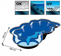 Ubbink Neptun V, Fertigteich - GFK, Oberfläche 8,75 m², max. Tiefe 100 cm, Fassungsvermögen 3800 l, - H100 x 420 x 240 cm  