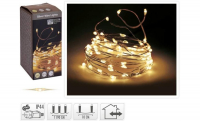 LED-Draht-Minilichterkette silber, 120 warmweiße LEDs, Indoor und Outdoor