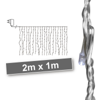 LED-Minilichtervorhang, 220 weiße LEDs, transparentes Kabel