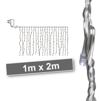 LED-Minilichtervorhang, 320 weiße LEDs, transparentes Kabel