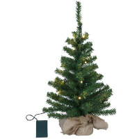 STAR Trading LED-Tannenbaum m. Jute-Sack 60cm ww/grün innen