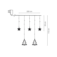 LED-Minilichtervorhang Sterne und Tannebaum, 138 warmweiße LEDs