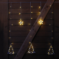LED-Minilichtervorhang Sterne und Tannebaum, 138 warmweiße LEDs