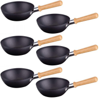 6x Syntrox Universal Wok Grill Pfännchen mit Bambus Griff