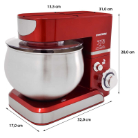 Küchenmaschine Knetmaschine 5,0 Liter 1000 Watt - rot