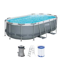 Bestway Steel Pro MAX™ Frame Pool Set mit Filterpumpe 427 x 250 x 100 cm , grau, oval