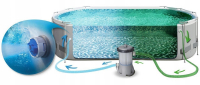 Bestway Steel Pro MAX™ Frame Pool Set mit Filterpumpe 427 x 250 x 100 cm , grau, oval