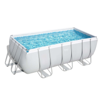 Bestway Power Steel Frame Pool-Set mit Filterpumpe 412 x 201 x 122 cm , lichtgrau, eckig