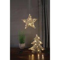 Weihnachtsleuchter Tannenbaum Gold mit 20 warmweißen LEDs