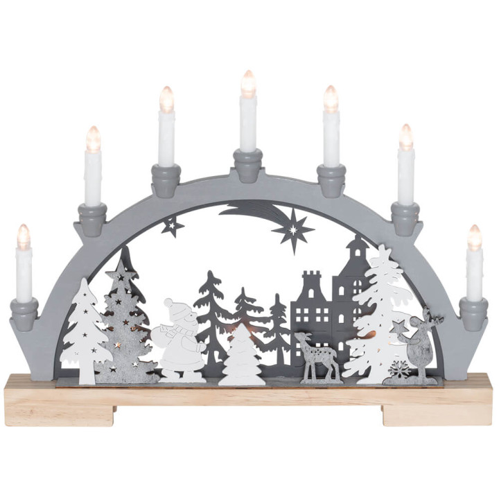 Konst Smide Weihnachtsleuchter 10 warmweiße LEDs grau/weiß