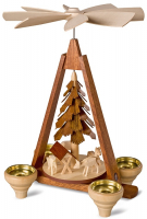 Pyramide Rehe Geschnitzt 1-Stöckig, Natur, 21x14x29cm